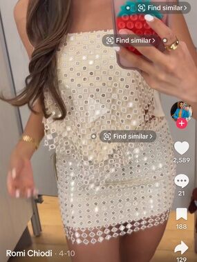 ISO Sequin Eyelet two piece in Cream